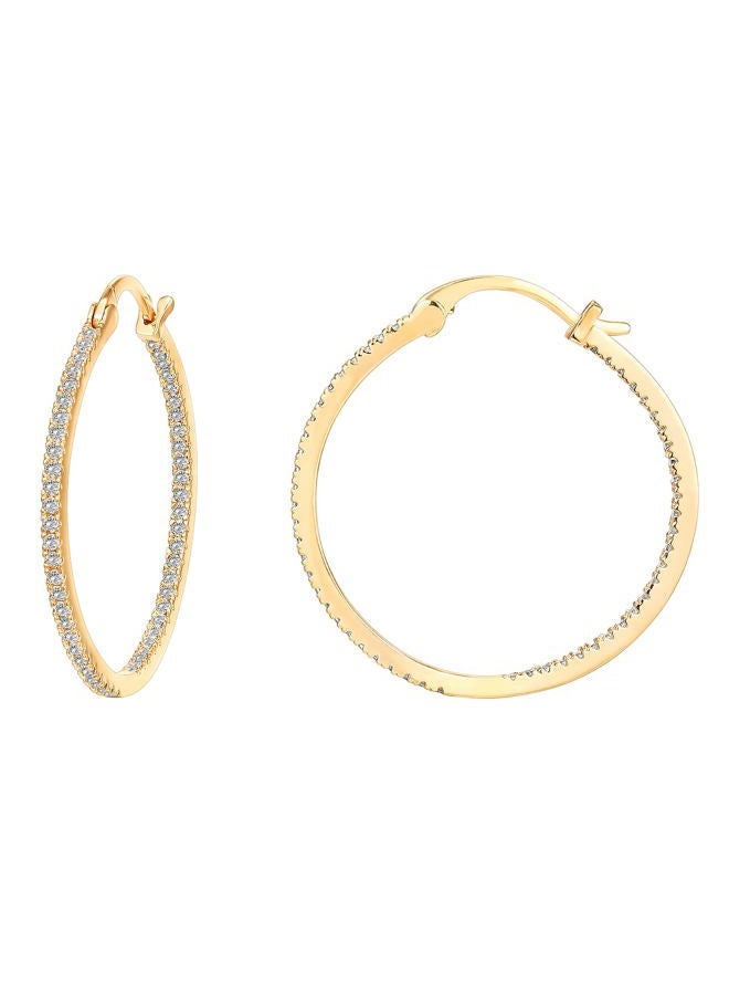 PAVOI 14K Gold Plated Hoop Earrings | 30/15mm Sterling Silver Post Cubic Zirconia Gold Hoops Earrings for Women | Trendy Fashion Jewelry, 30 mm, Yellow Gold, Cubic Zirconia - Image 1