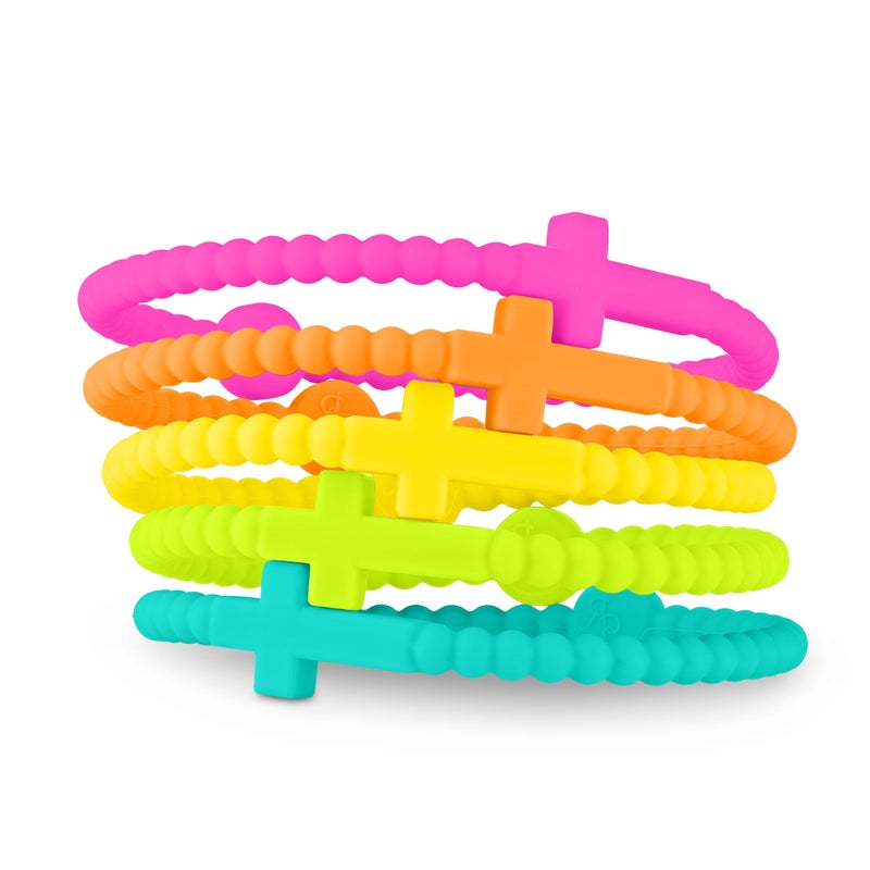 Ryan & Rose Jesus Bracelets - Cross Silicone Bracelet (Neon, Medium) - Image 1