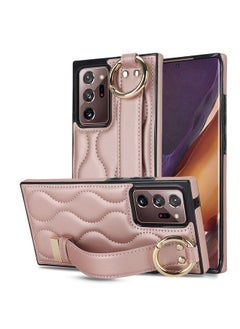 HuHa Case Cover For Samsung Galaxy Note20 Ultra Non-slip Full Coverage Ring PU Phone Case with Wristband Rose Gold 