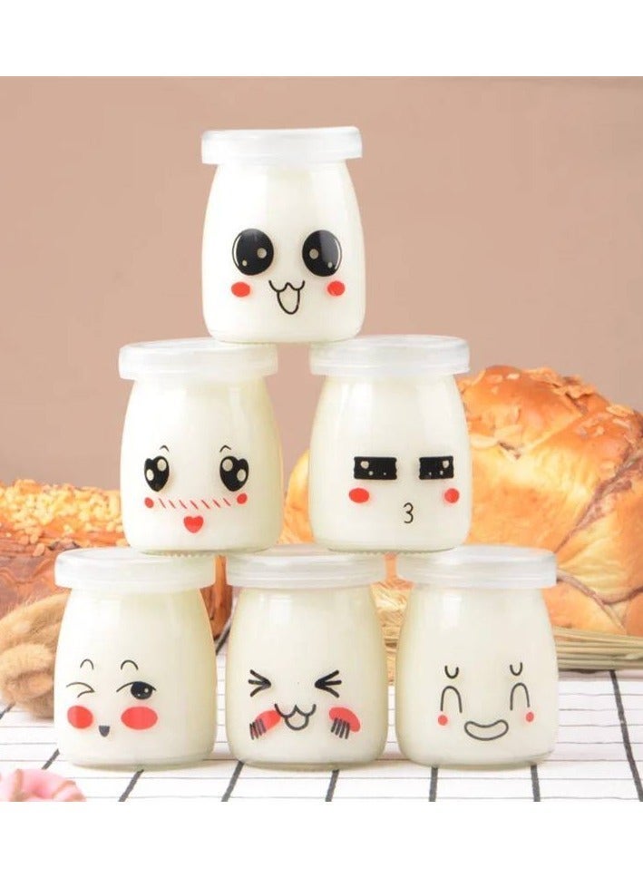 Glass yogurt cup with airtight plastic cover (6 cups) - Image 2