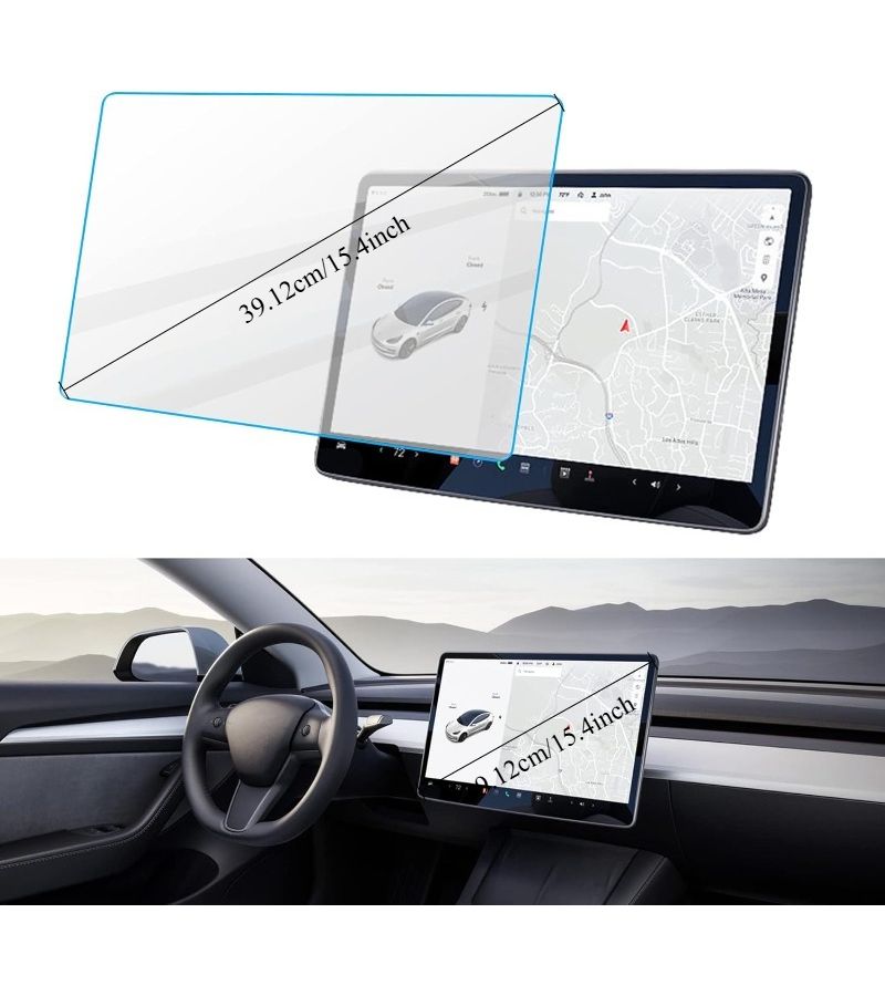 واقي شاشة عالي الدقة يناسب لـ Tesla Model 3 Y مقاس 15 بوصة لشاشة التحكم المركزية في السيارة فيلم للملاحة - Image 2