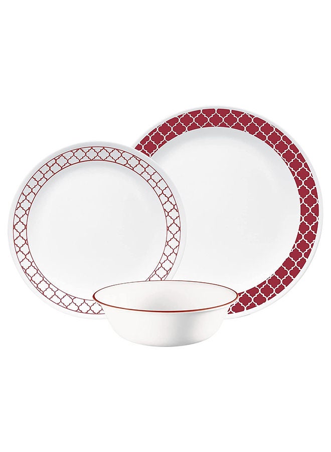 Corelle طقم أطباق عشاء 12 قطعة بتصميم قرمزي مزخرف 1147166 - Image 1