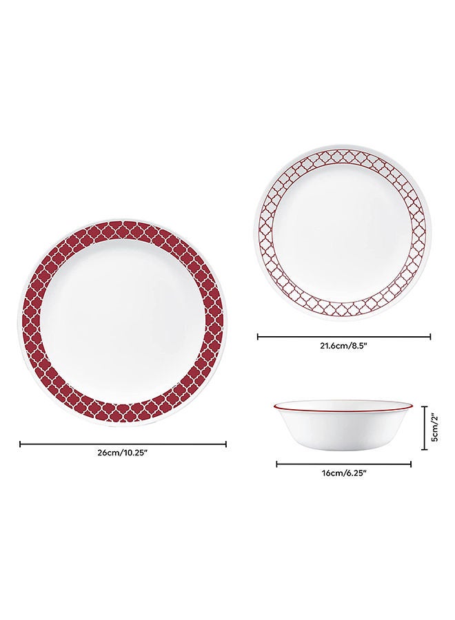 Corelle طقم أطباق عشاء 12 قطعة بتصميم قرمزي مزخرف 1147166 - Image 2