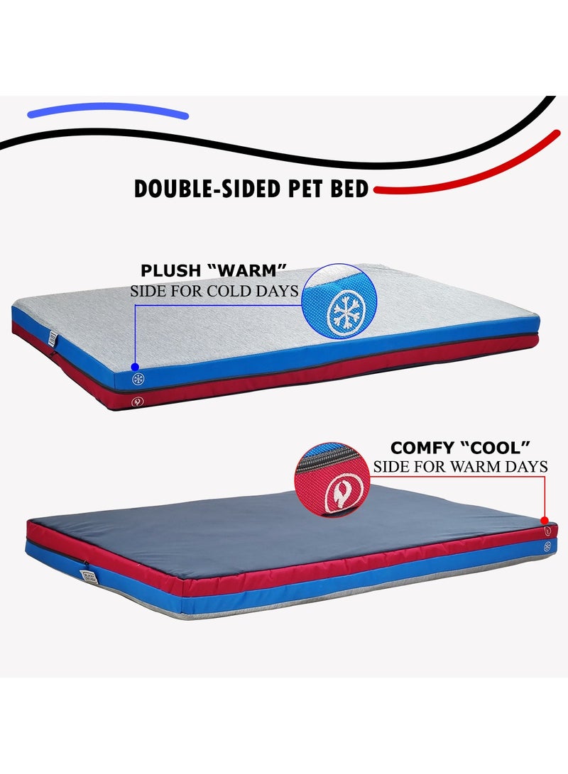 أن ان سي بيتس سرير للحيوانات الأليفة مصنوع من إسفنج الذاكرة، مريح ومناسب لجميع السلالات، مرتبة للكلاب للاستخدام في القفص والسفر والأرضية، سرير تقويمي للحيوانات الأليفة مع تبريد وتدفئة مزدوج الجوانب 101 سم (أزرق) - Image 4