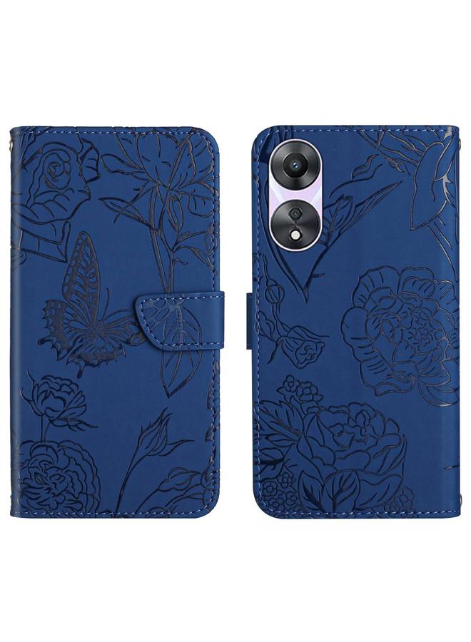 S-TOP Case For OPPO A58 5G/A78 5G HT03 Skin Feel Butterfly Embossed Flip Leather Phone Case - Image 1