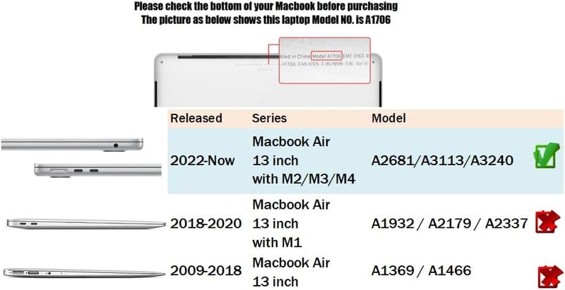Global assorted color picks Compatible with M2/M3/M4 MacBook Air Case 2022-2025 13 inch M2/M3/M4 Chip for 13.6 inch Model A2681/A3113/A3240 Matte Finish Laptop Hard Shell Case with Keyboard Cover Skin,Light Purple Compact trendy practical build - Image 2