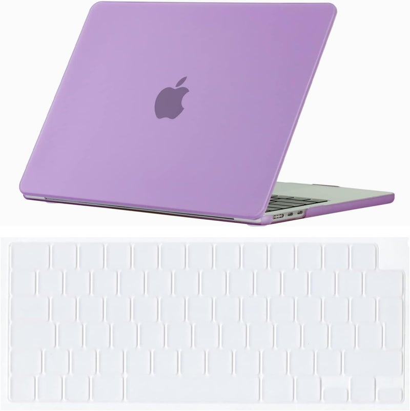 Global assorted color picks Compatible with M2/M3/M4 MacBook Air Case 2022-2025 13 inch M2/M3/M4 Chip for 13.6 inch Model A2681/A3113/A3240 Matte Finish Laptop Hard Shell Case with Keyboard Cover Skin,Light Purple Compact trendy practical build - Image 1