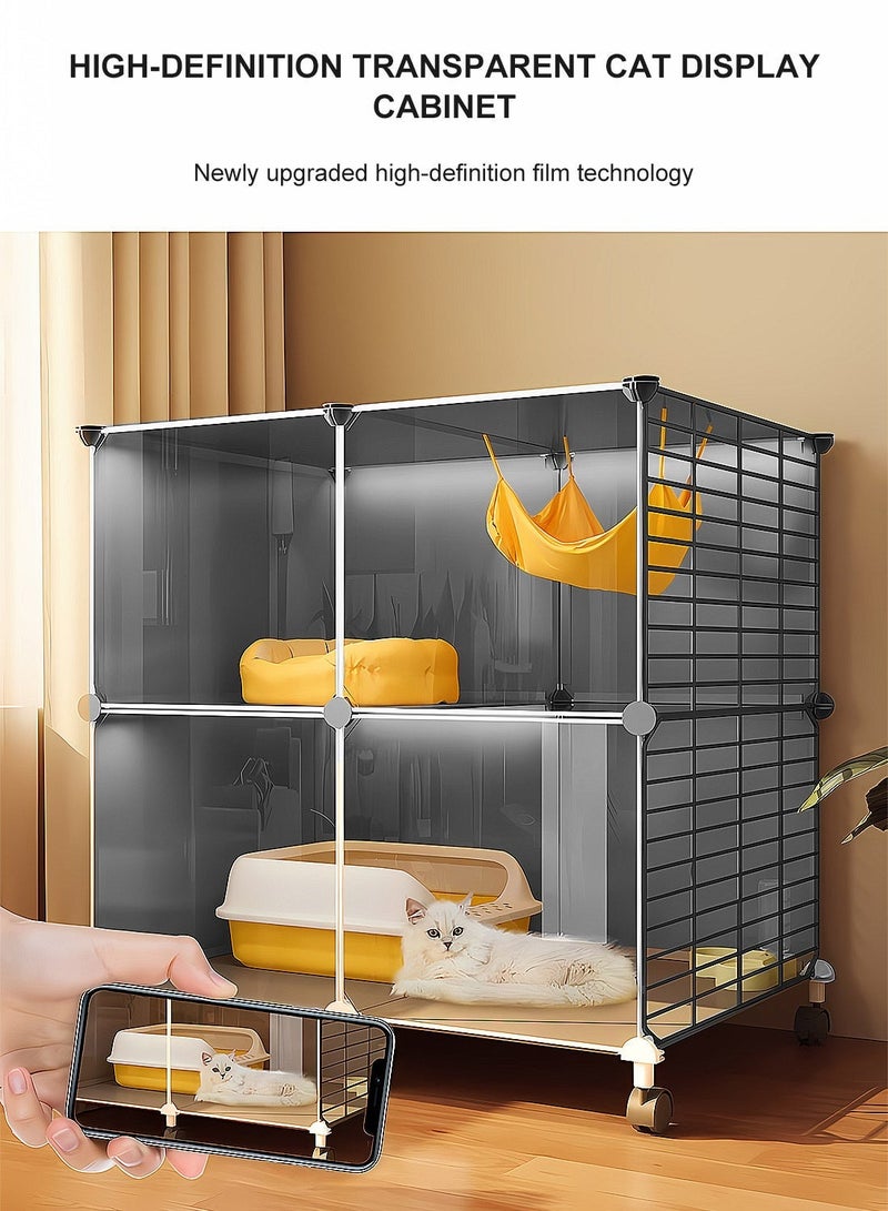 KidLe Indoor Cat Cage Enclosure with Built-In Litter Box and Cat Bed, Odor Resistant Cat Villa Playpen, Space-Saving for Cats - Image 5