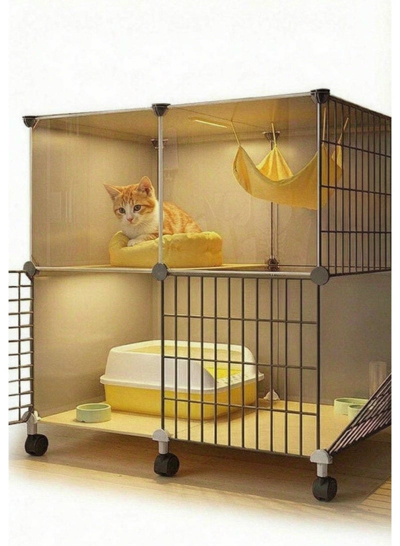 KidLe Indoor Cat Cage Enclosure with Built-In Litter Box and Cat Bed, Odor Resistant Cat Villa Playpen, Space-Saving for Cats - Image 1