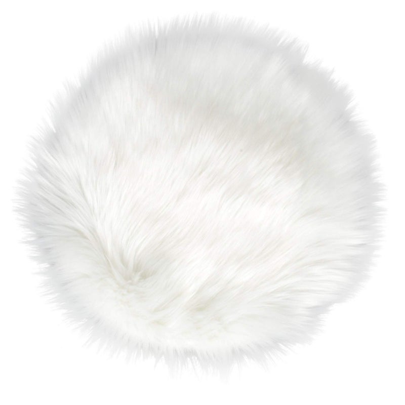 IVON 155 Inches White Round Faux Fur Rug Fluffy Rug Cushion for Chair Background for Nail Desk Photos