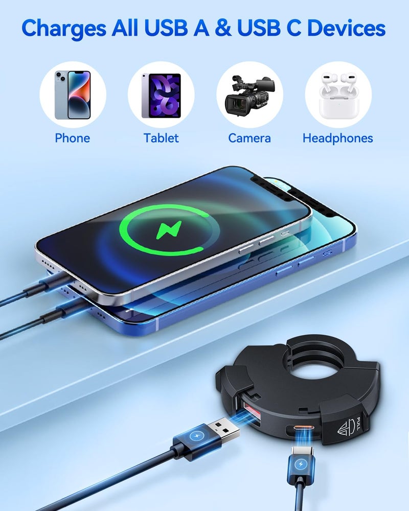 EXTRACTME Motorcycle Phone Charger, Ultra-Narrow Dual USB Type C 30W PD & Quick Charge 3.0 Motorcycle USB Charger, Waterproof Motorcycle USB Port for Phone, Tablet, GPS (Only 0.51 in Wide), Black - Image 4