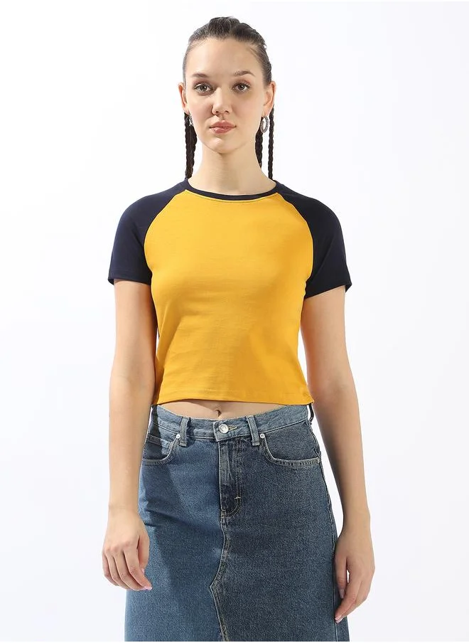HIGH STAR Women's Multicolour 100% Cotton Printed Slim Fit T-Shirt