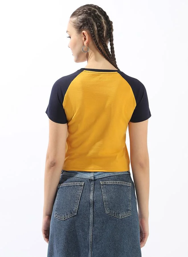 HIGH STAR Women's Multicolour 100% Cotton Printed Slim Fit T-Shirt