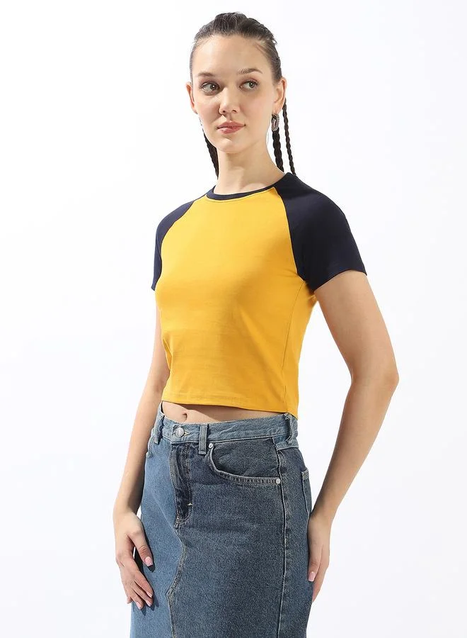 HIGH STAR Women's Multicolour 100% Cotton Printed Slim Fit T-Shirt