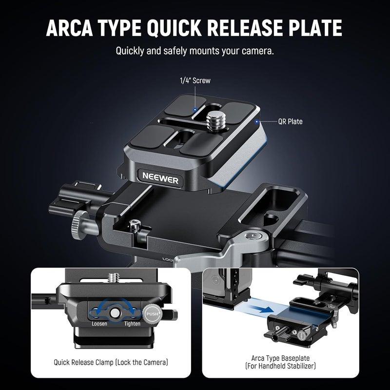 V Mount Battery Plate with Arca Type Quick Release Plate, Foldable V Lock Mounting Adapter for PS099E, Compatible with Camera Cage Video Rig Accessories DJI RS4 RS3 Gimbal, PS015 PRO - Image 3