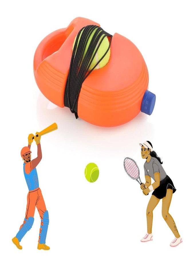 The Game Factory Tennis & Cricket Trainer Set - Rebound Ball with String & Fillable Base | Self Practice Equipment for Kids & Adults | Solo Tennis Cricket Tool | Indoor Outdoor Play | Gift for Kids - Image 1