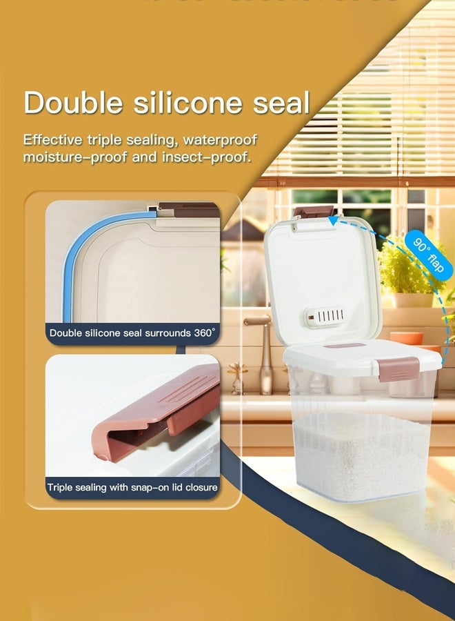 Insect And Moisture Resistant Rice Storage Container,Flip Cover  Food Grade Rice Box ,Rice Dispenser With Measuring Cup,Airtight Rice Container Sealed Food Storage Container, Food Cereal Container Bins Household For Kitchen Pantry Organization,Suitable For Flour, Miscellaneous Grains, Rice, Pet Food - Bpa-Free Pet, Slim Space-Saving 10l/20l - Image 3
