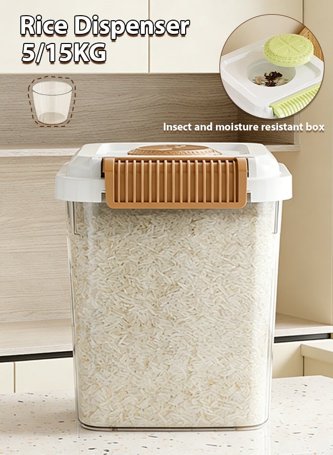 Insect And Moisture Resistant Rice Storage Container,Flip Cover  Food Grade Rice Box ,Rice Dispenser With Measuring Cup,Airtight Rice Container Sealed Food Storage Container, Food Cereal Container Bins Household For Kitchen Pantry Organization,Suitable For Flour, Miscellaneous Grains, Rice, Pet Food - Bpa-Free Pet, Slim Space-Saving 10l/20l - Image 1