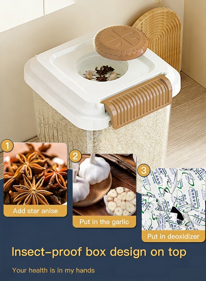 Insect And Moisture Resistant Rice Storage Container,Flip Cover  Food Grade Rice Box ,Rice Dispenser With Measuring Cup,Airtight Rice Container Sealed Food Storage Container, Food Cereal Container Bins Household For Kitchen Pantry Organization,Suitable For Flour, Miscellaneous Grains, Rice, Pet Food - Bpa-Free Pet, Slim Space-Saving 10l/20l - Image 5