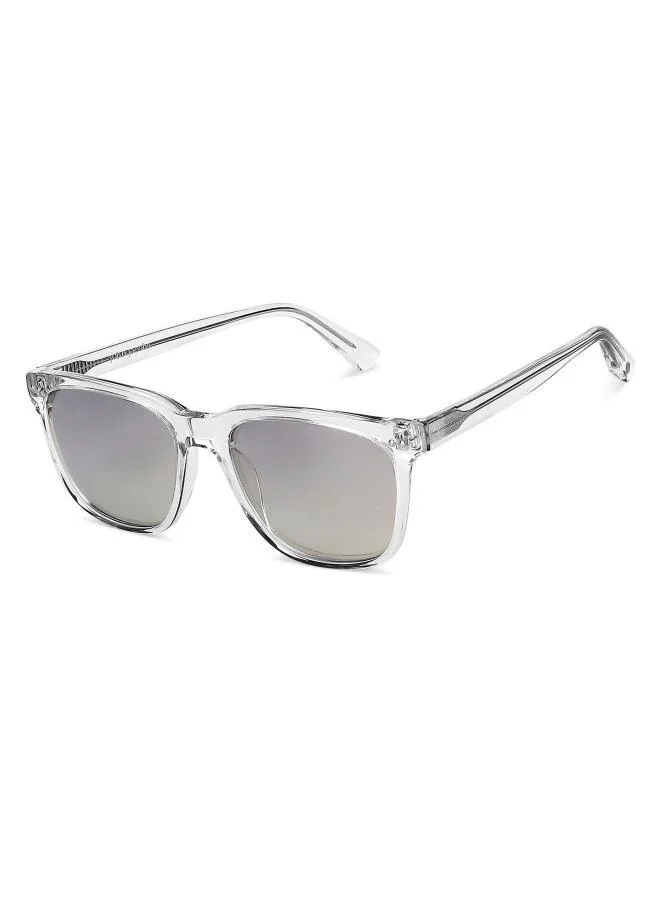 جون جاكوبس نظارات شمسية للحماية من الأشعة فوق البنفسجية للرجال والنساء بإطار كامل فضي شفاف عاكس بتدرج كبير