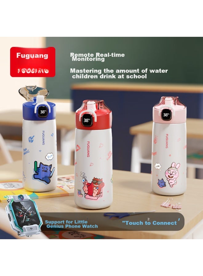 Tomimitsu Fuguang Children's Insulated Cup With Smart Temperature Display, 316l Stainless Steel With Straw, Student Water Bottle, Gift Box, Birthday Present, 420ml - Image 2