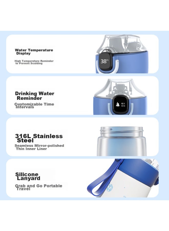 Tomimitsu Fuguang Children's Insulated Cup With Smart Temperature Display, 316l Stainless Steel With Straw, Student Water Bottle, Gift Box, Birthday Present, 420ml - Image 5