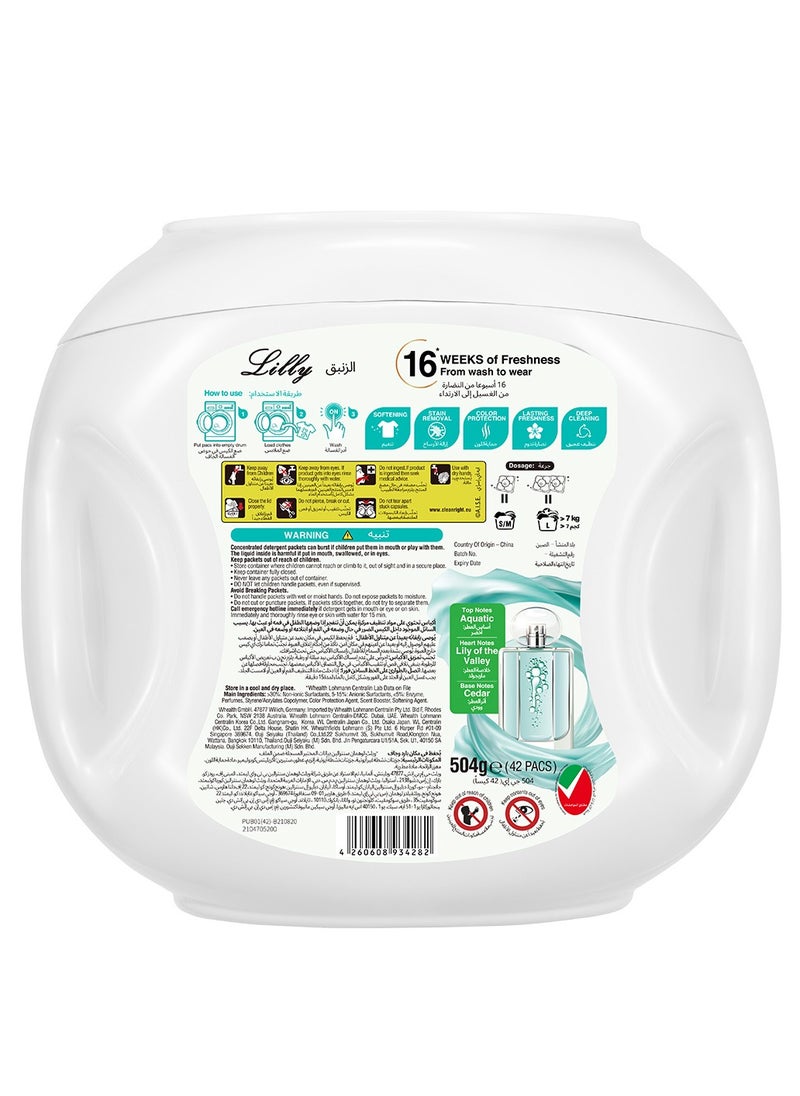 ar FUM - ArFum PODS, 5-in-1 Laundry Detergent Capsules with Scent Booster, Detergent Concentrate, Softener, Color Protect, Powerful Stain Remover in 1 capsule, 16 Weeks Long-Lasting Fragrance, 42 Pods, Lily - Image 1