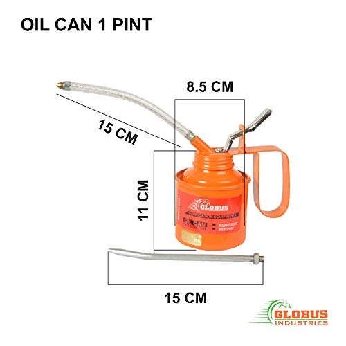 GLOBUS 325 STEEL OIL CAN 1 PINT(500 ML),Oil Pump,Hand Operated can MULTICOLOUR COLOUR WITH FIX AND FLEXIBLE SPOUT for lubricating machinery for bikes, cars other automotive machines. - Image 4