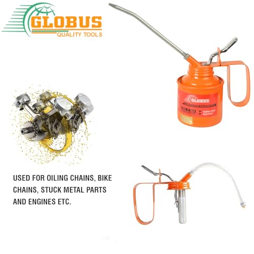 GLOBUS 325 STEEL OIL CAN 1 PINT(500 ML),Oil Pump,Hand Operated can MULTICOLOUR COLOUR WITH FIX AND FLEXIBLE SPOUT for lubricating machinery for bikes, cars other automotive machines. - Image 2