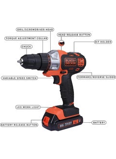 BLACK+DECKER 18V 1.5Ah 10Mm Li Ion Cordless Multi Evo Multitool Starter Kit With Drill Driver Head For Home Office And Work Diy Needs Orange Black Mt218K Gb  - Image 2