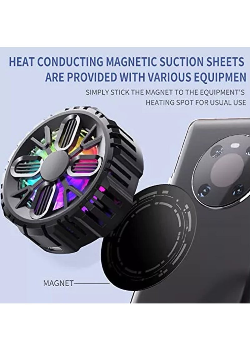 مبرد هاتف محمول مغناطيسي، مناسب لمروحة تبريد الهاتف الخلوي iPhone/IPad/Android، مع RGB، يبرد في 3 ثوانٍ - Image 2