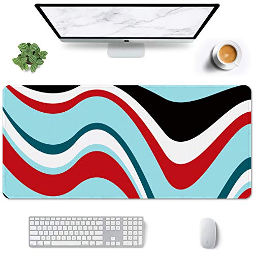 Auhoahsil Large Mouse Pad, Full Desk XXL Extended Gaming Mouse Pad 35" X 15", Waterproof Desk Mat w/Stitched Edge, Non-Slip Laptop Computer Keyboard Mousepad for Office & Home, Colorful Marble Design - Image 1