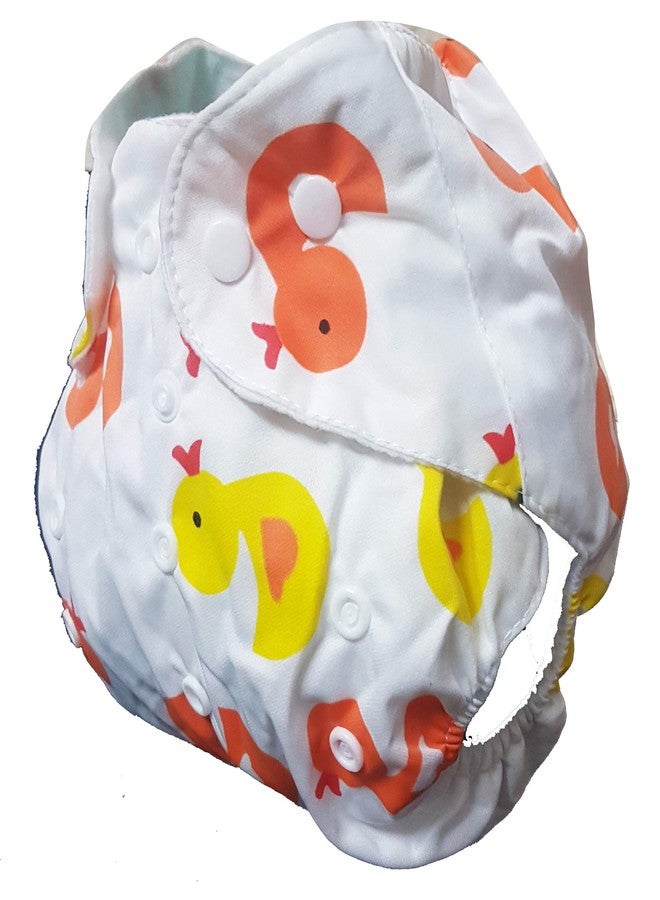 Mopslik Unisex-Printed Reusable Adjustable Washable Cloth Diapers With 4 Layered Insert (Duck) - Image 2