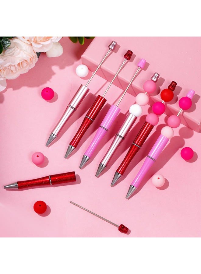jiebor 30Pcs Valentines Day Beadable Pens Plastic Bead Pen Black Ink Ballpoint Pens Diy Pens Cute Cool Pens for Valentines Day Students Teacher Gift Office School Supplies - Image 4