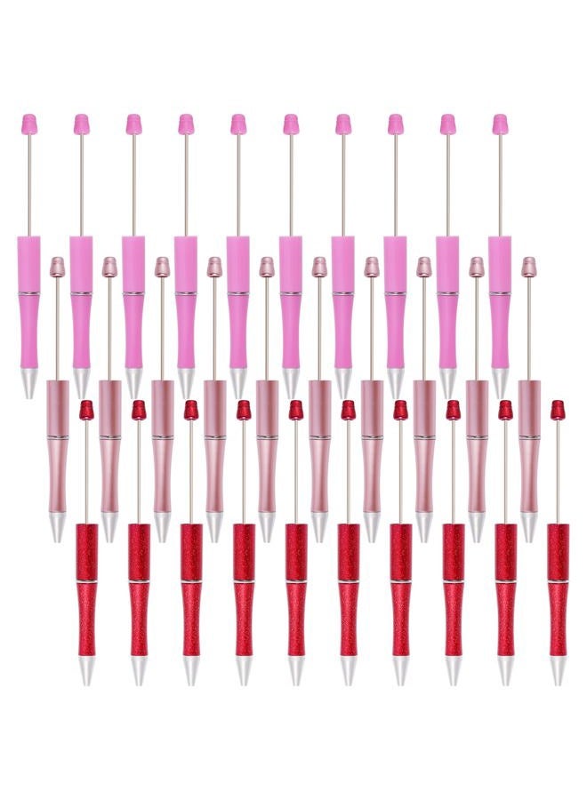 jiebor 30Pcs Valentines Day Beadable Pens Plastic Bead Pen Black Ink Ballpoint Pens Diy Pens Cute Cool Pens for Valentines Day Students Teacher Gift Office School Supplies - Image 1