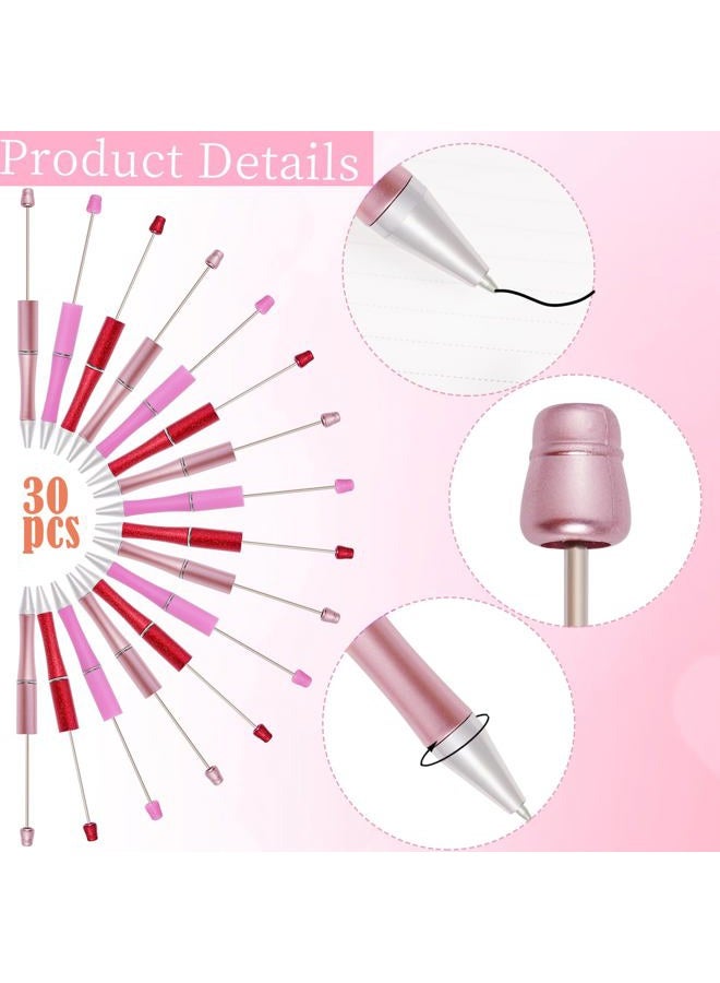 jiebor 30Pcs Valentines Day Beadable Pens Plastic Bead Pen Black Ink Ballpoint Pens Diy Pens Cute Cool Pens for Valentines Day Students Teacher Gift Office School Supplies - Image 3