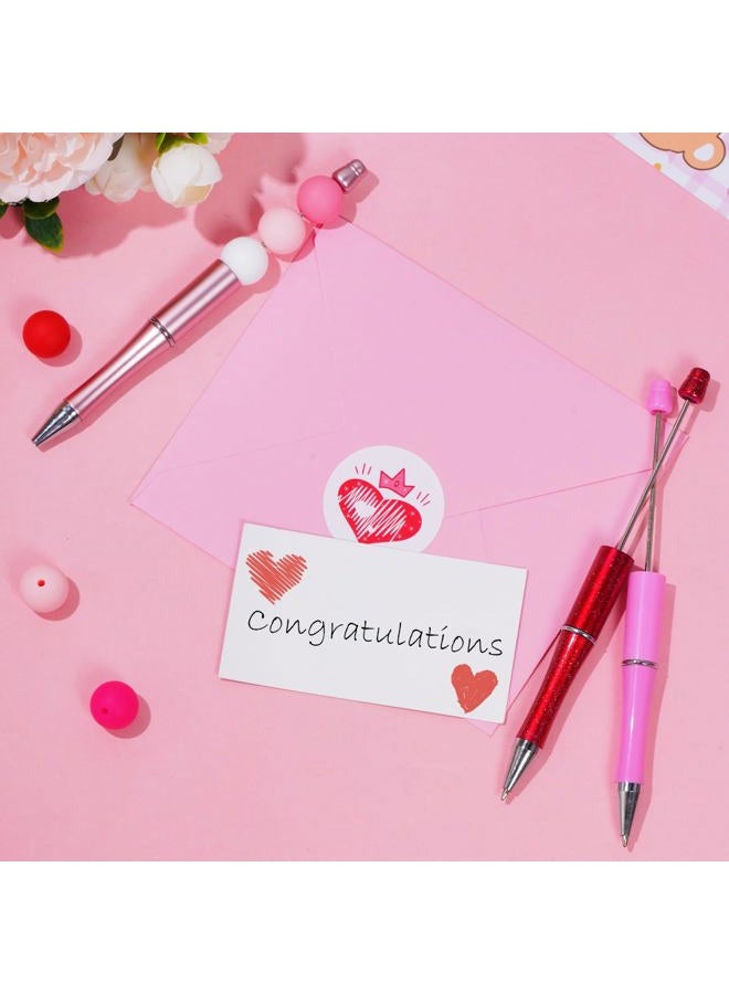 jiebor 30Pcs Valentines Day Beadable Pens Plastic Bead Pen Black Ink Ballpoint Pens Diy Pens Cute Cool Pens for Valentines Day Students Teacher Gift Office School Supplies - Image 5