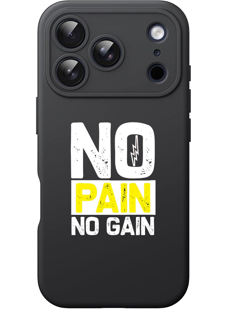 Theodor Protective Slim Fit Case Liquid Silicone Cover with Full Body Protection Anti-Scratch Shockproof Case For Apple iPhone 17 Pro Max (Black) No pain No gain - White - Image 1