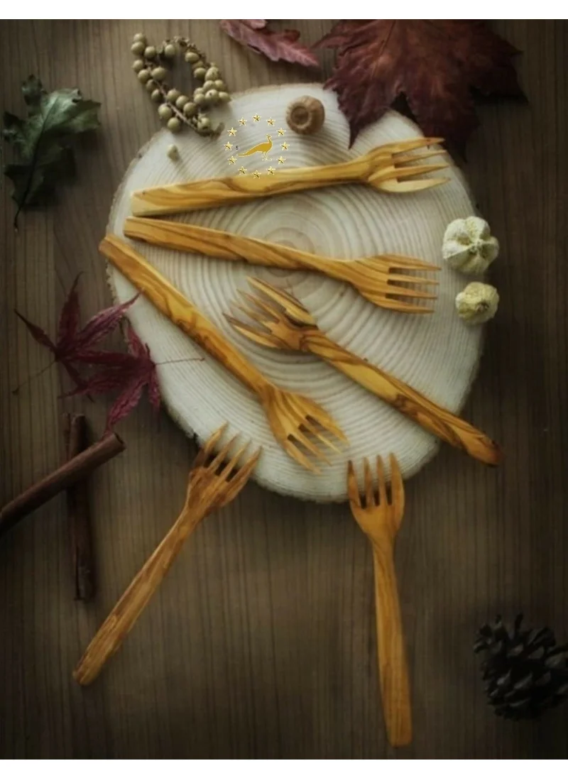 Troyan 1868 Serving Set of 6 Olive Wood Natural Forks