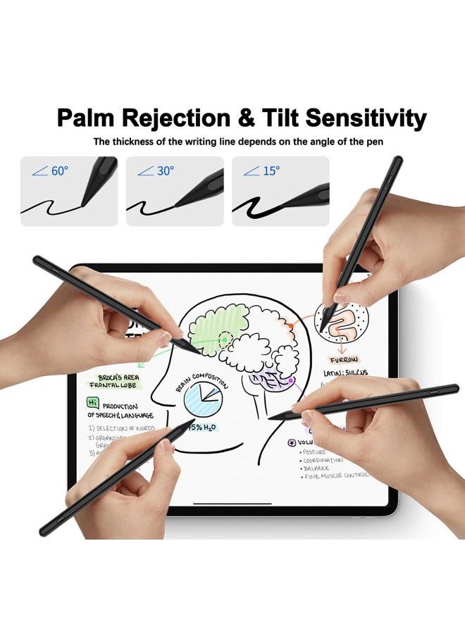 SuitMeeUp Stylus Pen for iPad 2025-2018 Active Pen 11th & 10th Gen Fast Chagring Stylus Pencil with Palm Rejection for iPad 11th/A16/10/9/8/7/6th,Pro 12.9/11/13 inch M4,Air M2/M3/5/4/3,Mini A16/5th/6th - Image 2