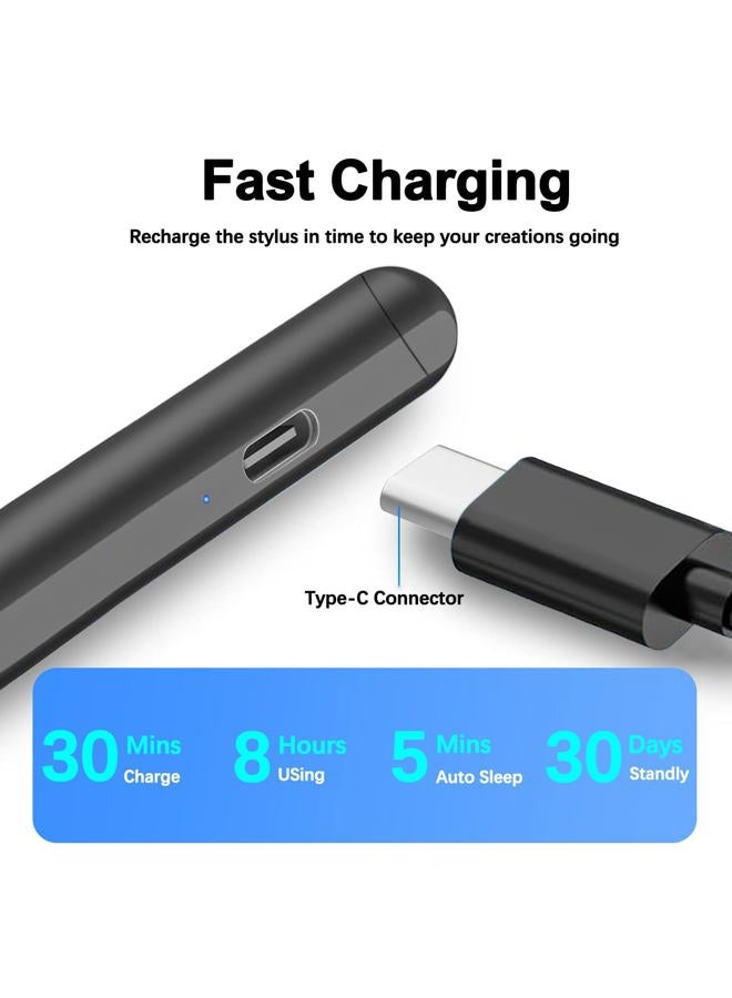 SuitMeeUp Stylus Pen for iPad 2025-2018 Active Pen 11th & 10th Gen Fast Chagring Stylus Pencil with Palm Rejection for iPad 11th/A16/10/9/8/7/6th,Pro 12.9/11/13 inch M4,Air M2/M3/5/4/3,Mini A16/5th/6th - Image 5