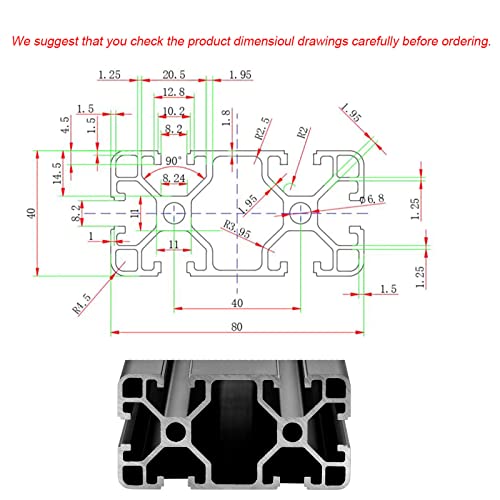 IXGNIJ 4080 T Slot Aluminum Extrusion for 3D Printer Parts and CNC DIY Black 500mmX2 - Image 3