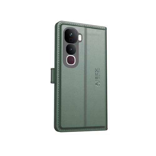AIBEX ® Compatible for Vivo Y400 Pro 5G Flip Cover Leather Finish with Magnatic Closure | Inside TPU with Card Pockets | Wallet Stand | Complete Protection Flip Case -Green - Image 3
