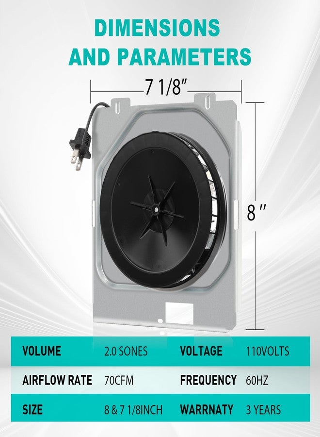 Motoasis 【Upgrade】 C370BN B Unit 70CFM Fan, Compatible with Nutone 696N(695) B Unit, C-350C2/VC-307C2ND B Unit, C-350/370A-A Units Only, VC305C2N, VC305AN, 690-A, 696NC Bathroom Fan, 2.0 Sone,8" x7 1/8" - Image 5