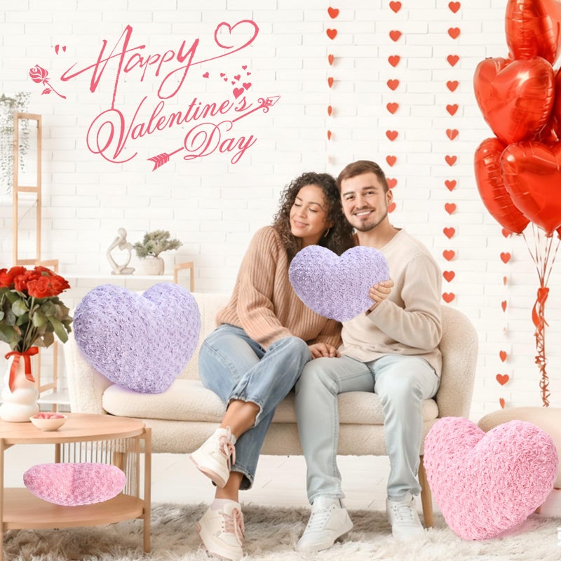 IREMATE Heart Pillow Purple Throw Pillows, Soft and Fluffy Decorative Pillows for Bed Couch Chair, Cute Heart Shaped Room Decor for Valentine Anniversary Birthday Halloween Christmas (Small, 13"x10") - Image 2