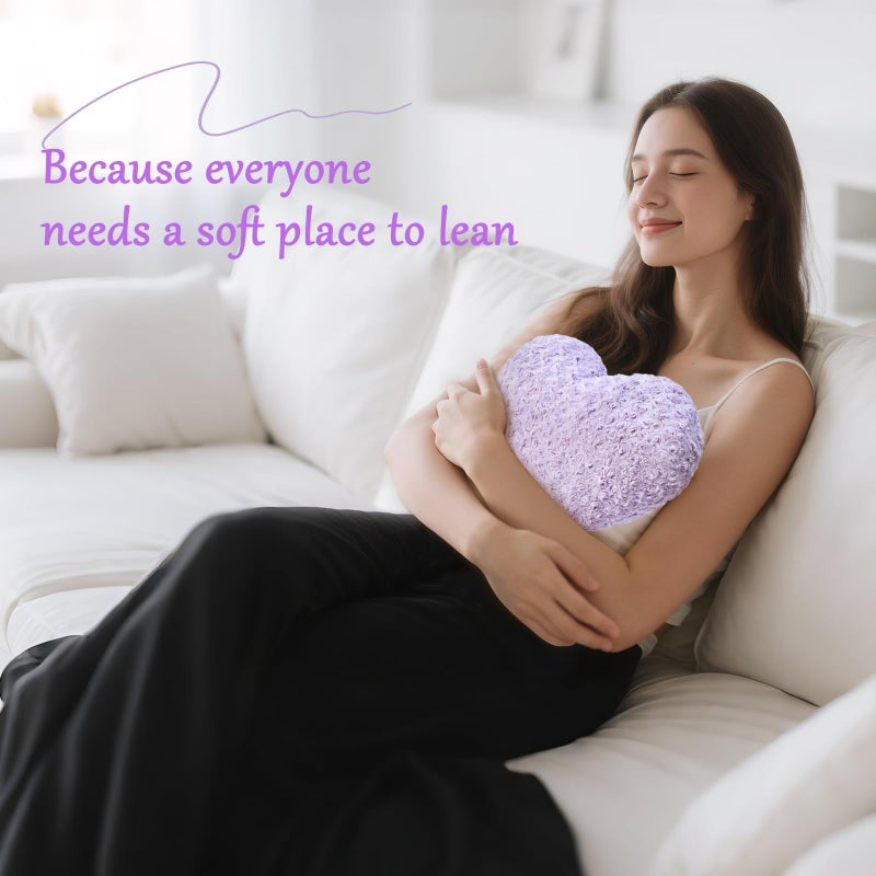 IREMATE Heart Pillow Purple Throw Pillows, Soft and Fluffy Decorative Pillows for Bed Couch Chair, Cute Heart Shaped Room Decor for Valentine Anniversary Birthday Halloween Christmas (Small, 13"x10") - Image 3