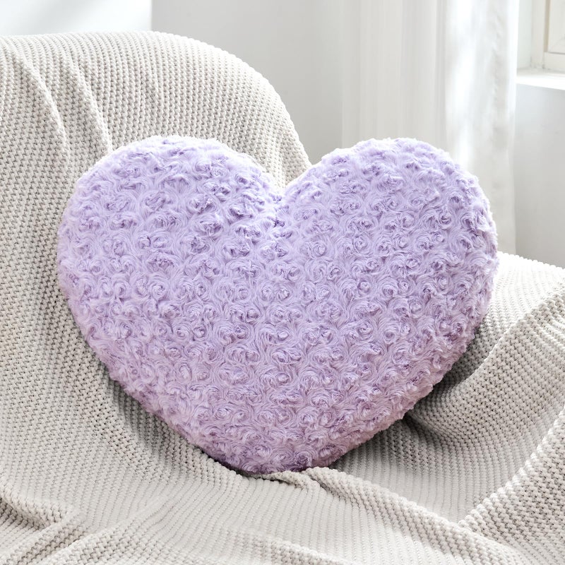 IREMATE Heart Pillow Purple Throw Pillows, Soft and Fluffy Decorative Pillows for Bed Couch Chair, Cute Heart Shaped Room Decor for Valentine Anniversary Birthday Halloween Christmas (Small, 13"x10") - Image 1