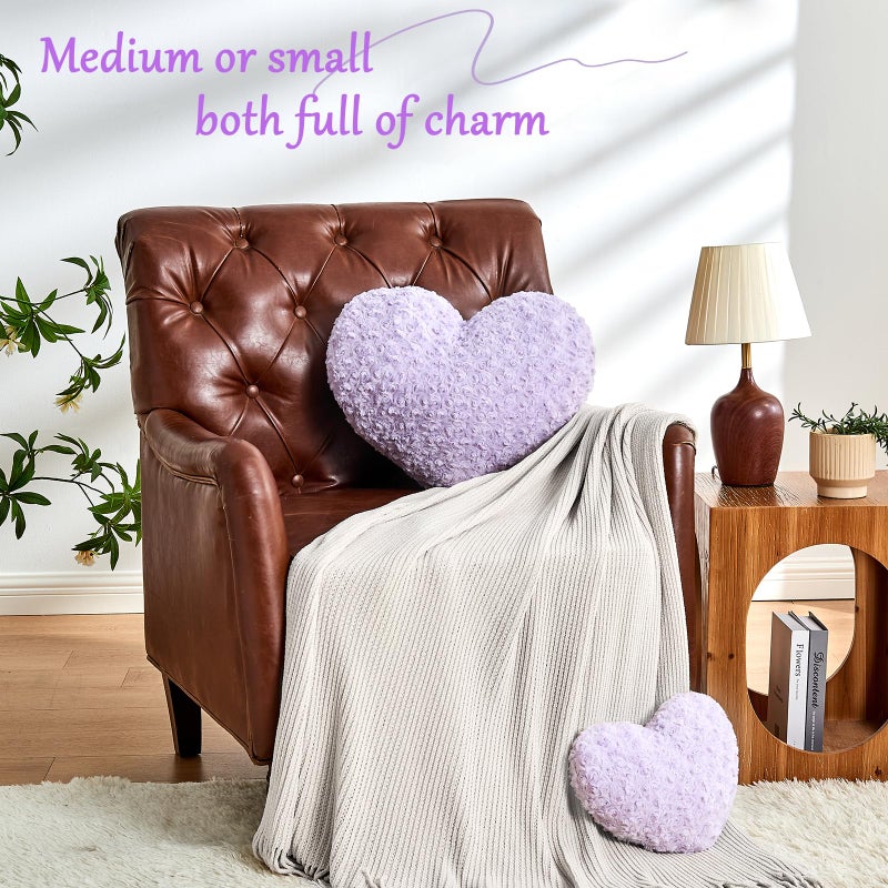 IREMATE Heart Pillow Purple Throw Pillows, Soft and Fluffy Decorative Pillows for Bed Couch Chair, Cute Heart Shaped Room Decor for Valentine Anniversary Birthday Halloween Christmas (Small, 13"x10") - Image 5