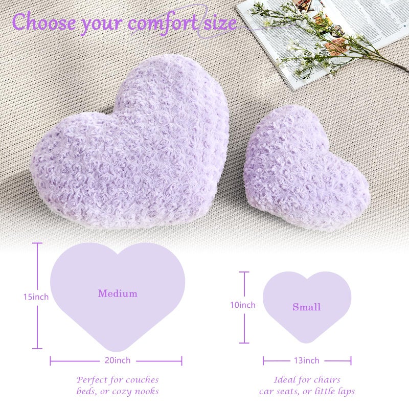 IREMATE Heart Pillow Purple Throw Pillows, Soft and Fluffy Decorative Pillows for Bed Couch Chair, Cute Heart Shaped Room Decor for Valentine Anniversary Birthday Halloween Christmas (Small, 13"x10") - Image 4