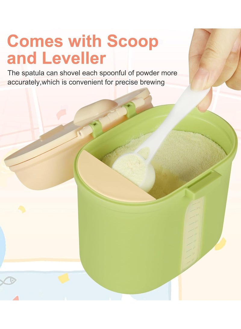 CityRiya-Long Baby Formula Dispenser, Formula Dispenser Container, Portable Milk Powder Container Formula Dispenser with Scoop, Formula Containers for Baby Infant Kids Snack Storage Container BPA Free (Green 360g) - Image 4
